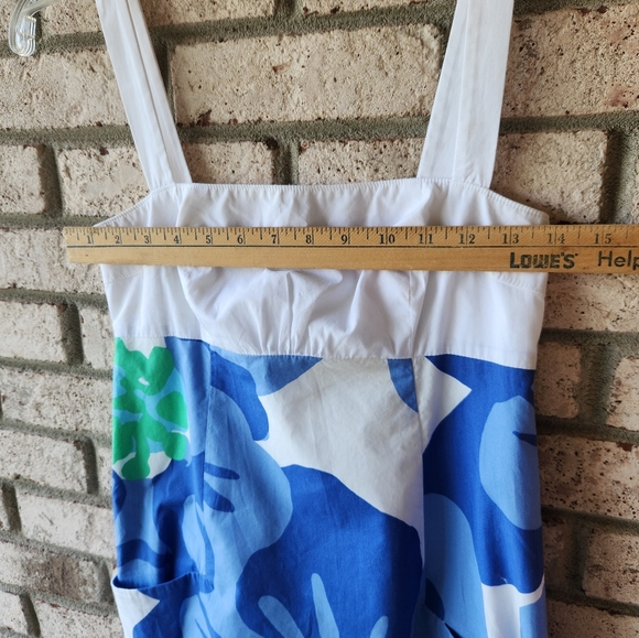 Lilly Pulitzer cotton Yesenia Dress Blue and green floral, lined, 1 in straps 0 - Picture 5 of 16